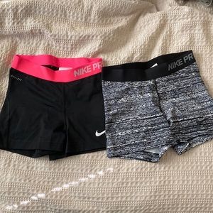 2 pairs of Nike Pro Spandex Shorts